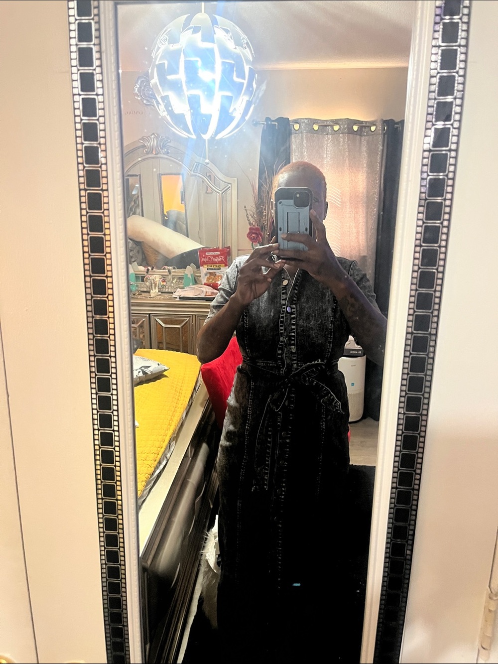 Fashion Nova Washed Black Maxi Shirt Dress with Tie Waist
